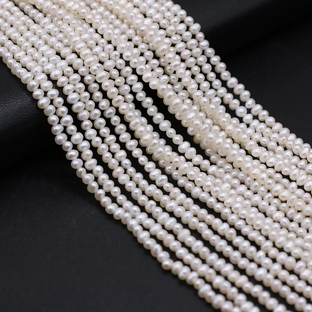 Natural Freshwater Pearl Near Round Beads Punch Loose Pearls For DIY Charm Bracelet Necklace Jewelry Accessories Making 3-3.5mm