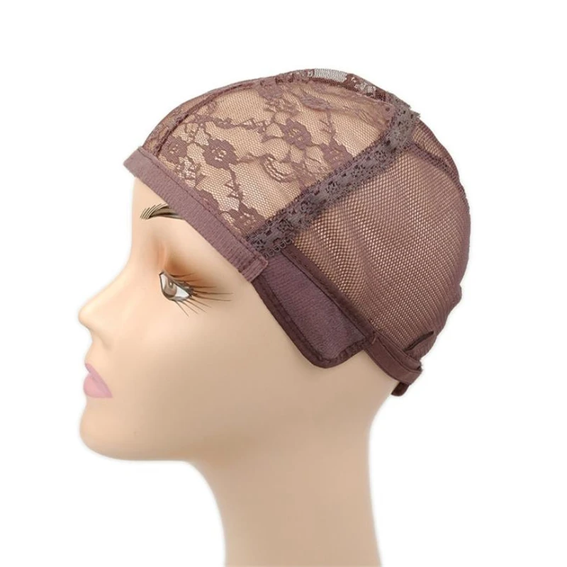 Bonnet de perruque en dentelle avec bretelles réglables, filets à cheveux commandés, nylon, sans colle, tissage exécutif, vente, lot de 5/10 pièces