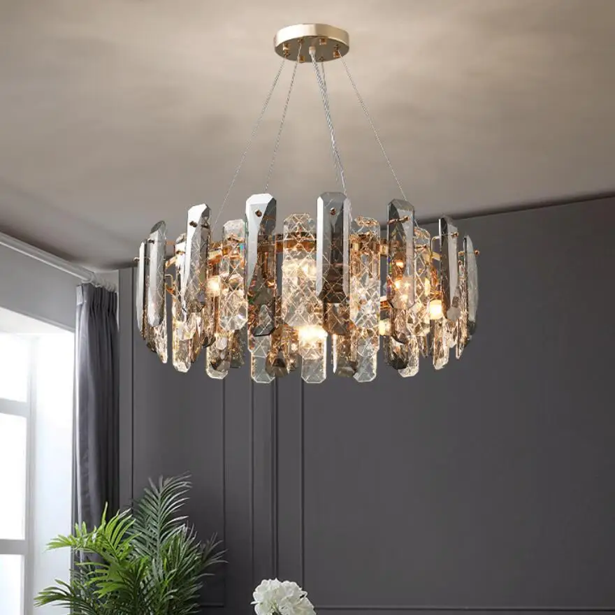 Hong Kong Style Luxury Modern Crystal Chandelier For Living Room Bedroom Home Decor Indoor Lustre Lighting Fixtures Led Lamp