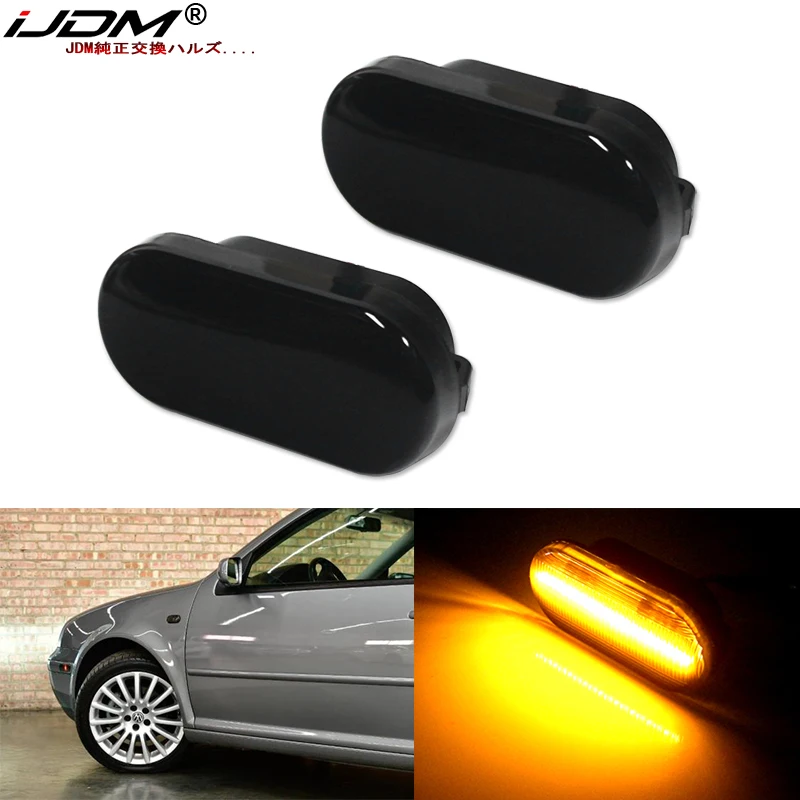 iJDM Canbus Amber Yellow Smoke Side Marker Lights Turn Signal Lights led Indicator For VW Bora Golf 3 4 Passat 3BG Polo SB6 12V