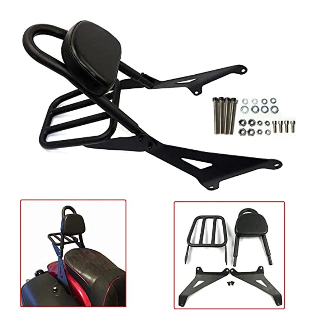 

For Yamaha Stryker XVS1300 XVS 1300 Motorcycle Detachable Rear Passenger Sissy Bar Backrest With Luggage Rack Cushion Pad Black