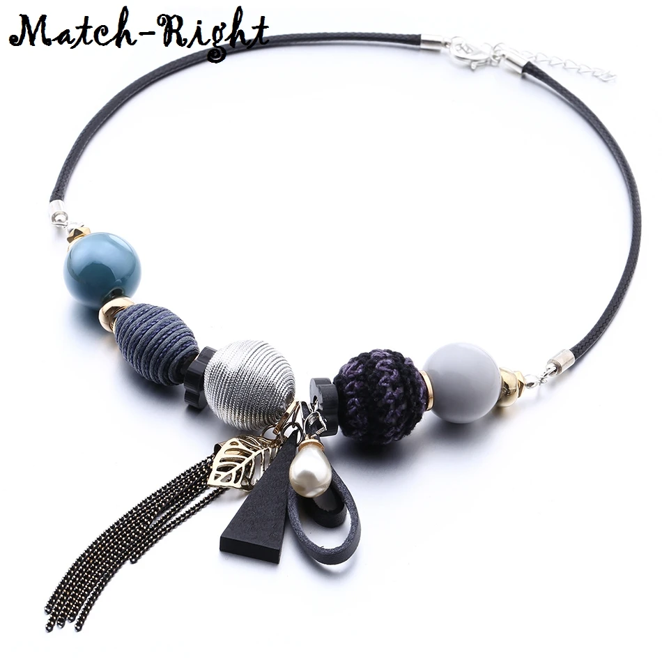 Women's Acrylic Beads Necklace for Women Tassel Necklaces & Pendants Pompom Statement Necklace Jewelry for Gift to a Woman MX048