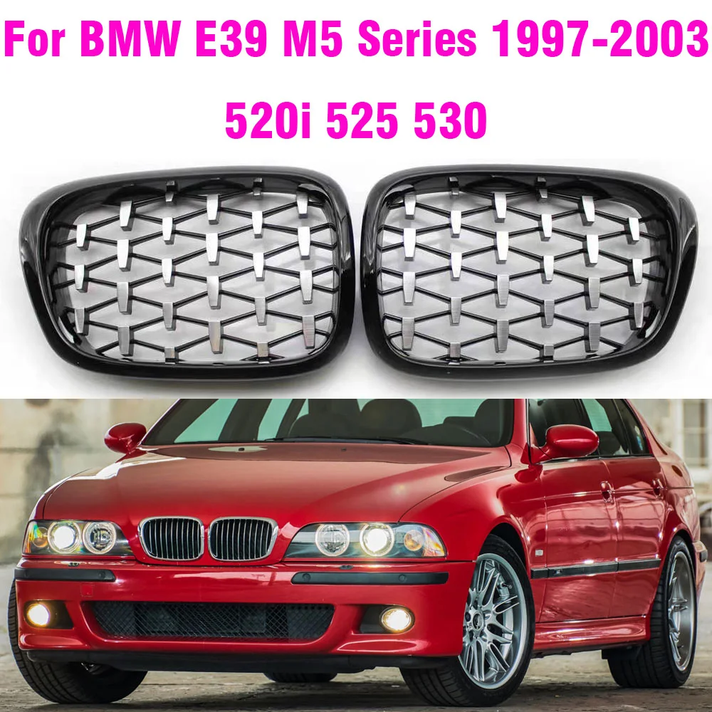 Front Gloss Black Front Diamond Kidney Grille Gypsophila Grille For BMW E39 M5 Series 1997-2003 520i 525 530 51137005838