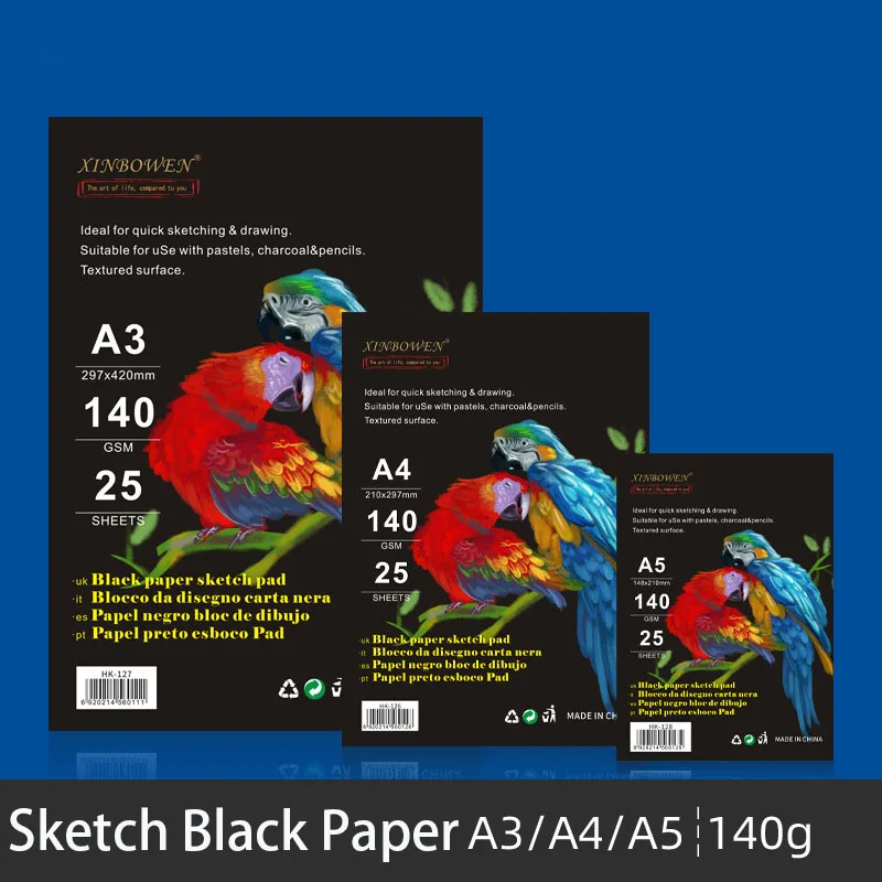 

25sheets 140G A4/A5 Black Paper Notebook Black Notepad Sketch Graffiti Notebook Drawing Painting Office School Stationery