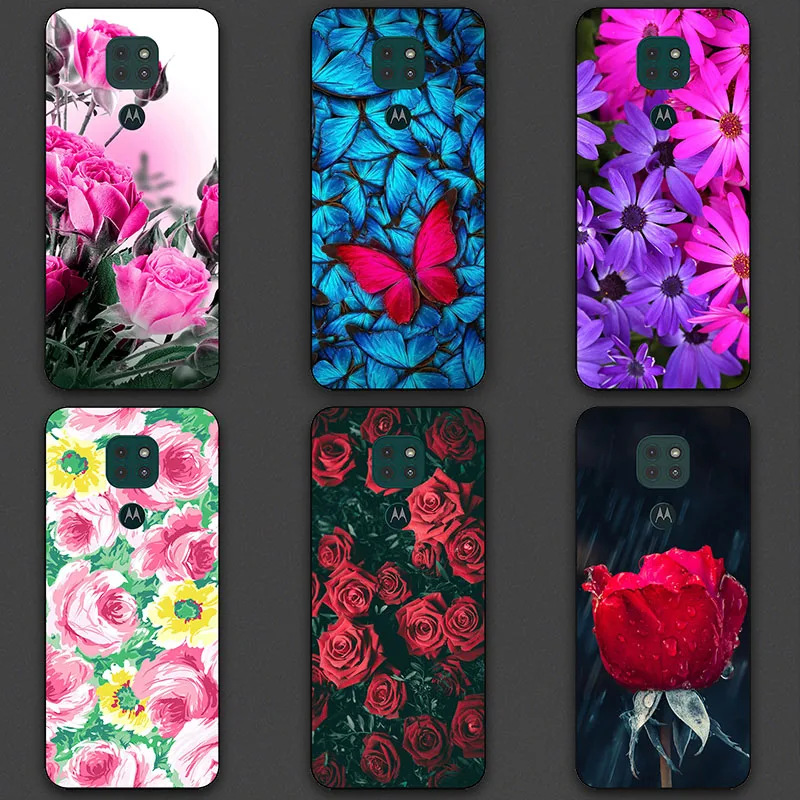 Silicone Flower Soft Phone Cases For Motorola Moto G9 Plus Power Case TPU Capa for Moto G9 Power Plus G9Plus Cover G9Power