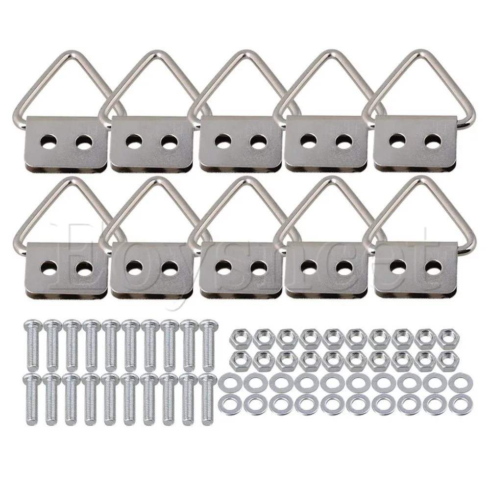 

Triangle Ring Double Hole Picture frame Mirror Hooks Pack of 10 Silver