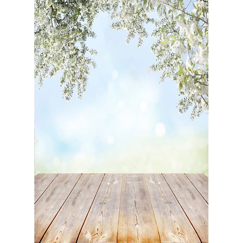 SHENGYONGBAO Spring Photography Background Leaves Flower Wood Floor Vinyl Backdrop Photo for Newborn Photocall CAT-01