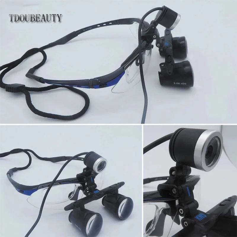 TDOUBEAUTY FD-501G-2 1W LED Dental Headlight with One-Way Spiral Filter Magnifier Loupe - Dental Exam Lighting Tool