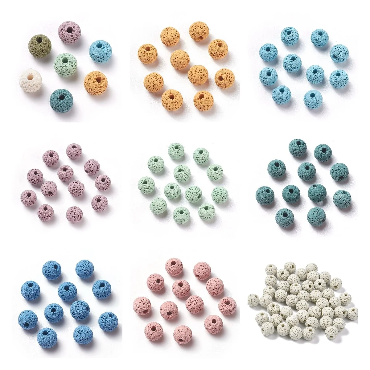 

15 Colors 8.5mm Round Lava Volcanic Stone Loose Beads for DIY Jewelry Making Necklace Earrings Aromatherapy Oil Beads Findings