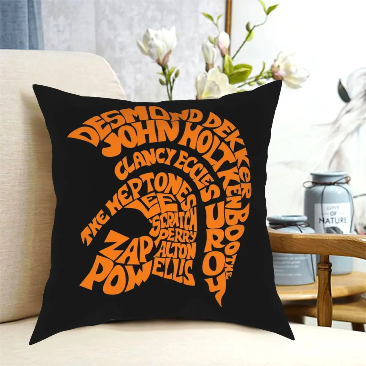 

Trojan Records Square Pillowcase Pattern Zip Decor Pillow Case Room Cushion Cover 45x45