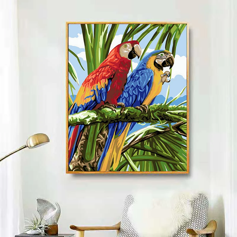 

GATYZTORY DIY HandPainted Oil Painting Paint By Numbers For Adults Children Parrot Picture Colouring Unique Gift Home Decor