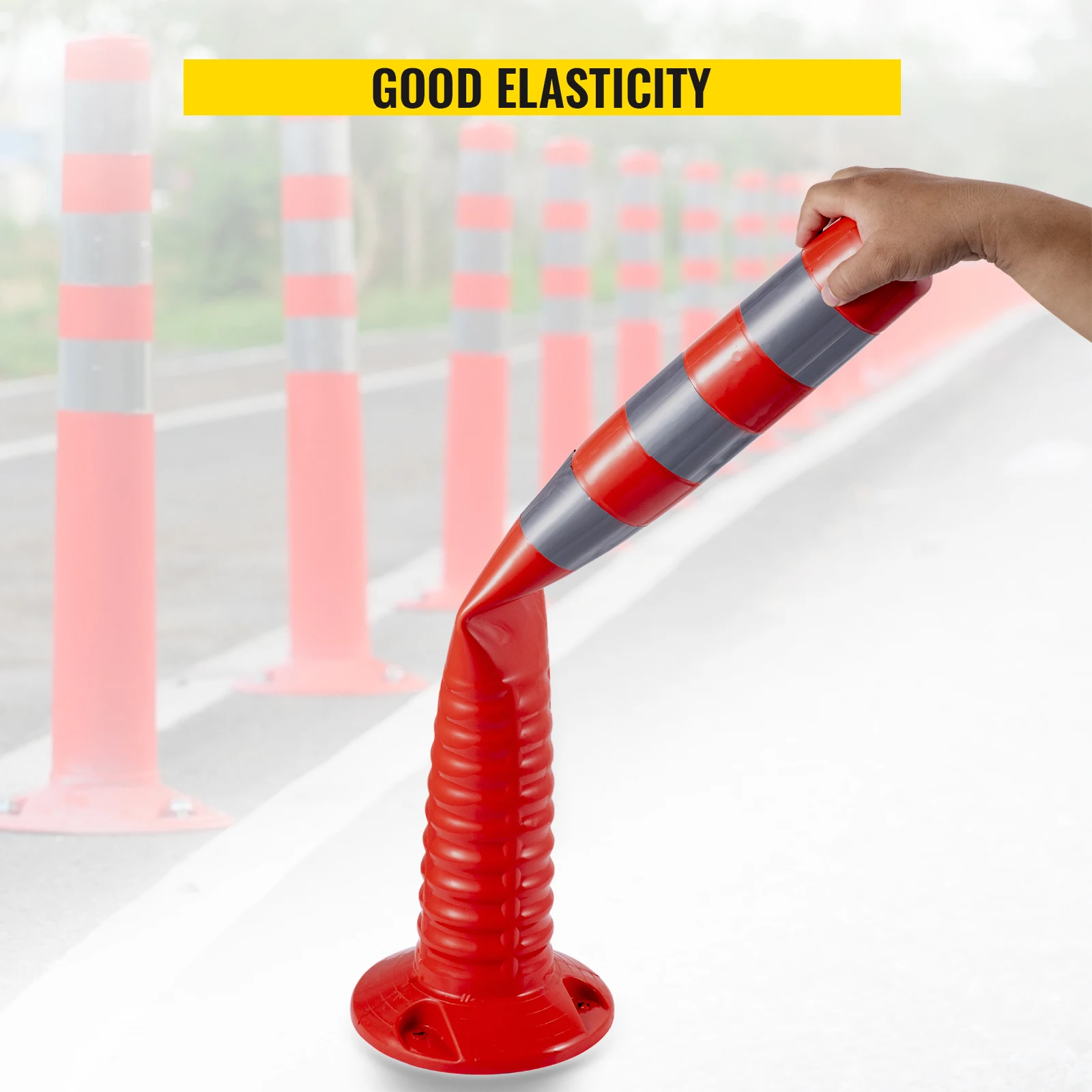 VEVOR 6 Pack /12 Pack Traffic Delineator Post flessibile channelier Cone 30 pollici Spring Post flessibile PU riflettente Band Design