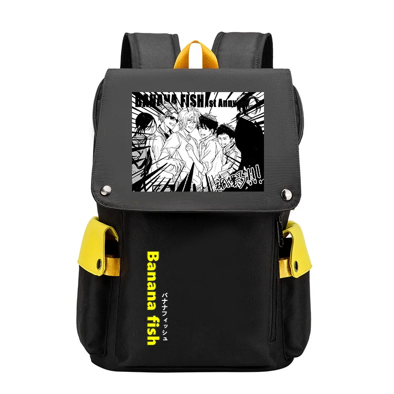

BANANA FISH Cartoon School Bags Girls Large School Bags Ash Lynx Travel Backpack USB Charging Laptop Bagpack Boys Rugzak
