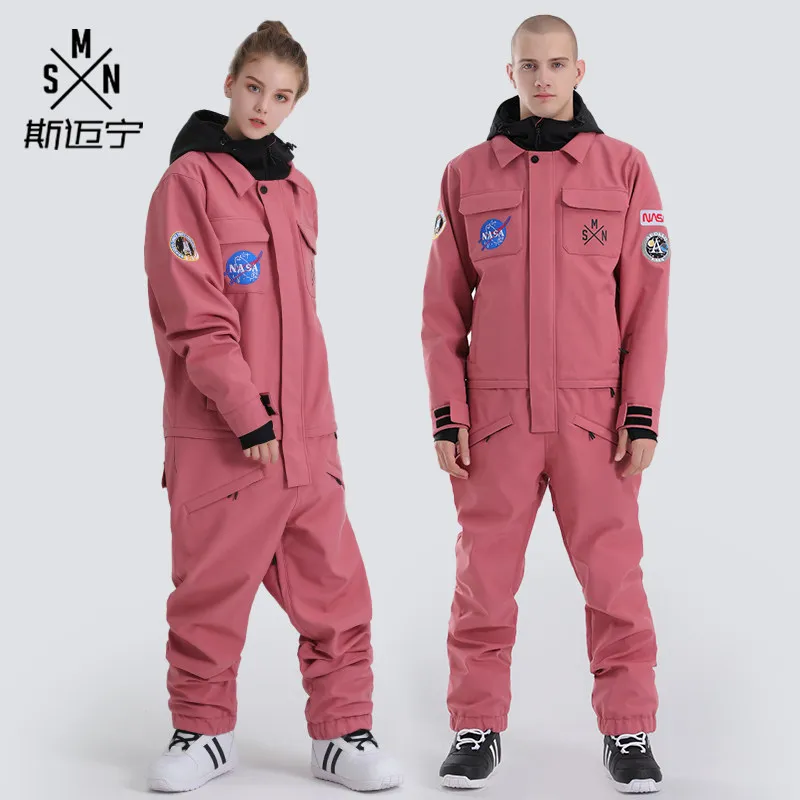 Windproof  Waterproof Jumpsuit for Men Women, One Piece Ski Suit, Warm Snowsuit, Ski Jacket and Pant, Snowboard Snowsuit, Winter