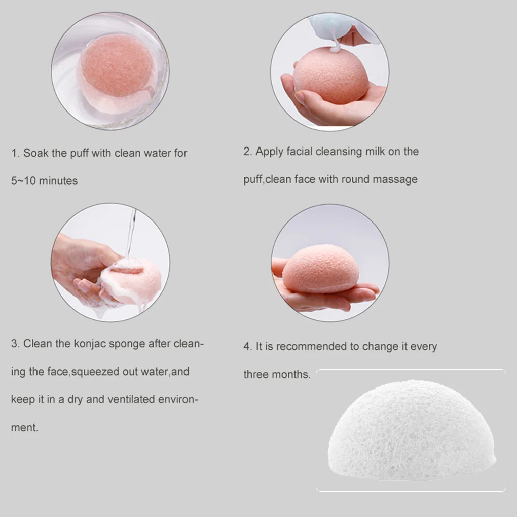 Puff Natural Cleanse Exfoliator Puff Face Cleaning Sponge Round Shape Konjac Face Washing Sponge Facial Tool