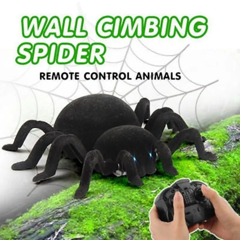 Brinquedo de aranha com controle remoto, simulação de truque de aranha assustadora para escalada, dia das bruxas, presente de aranha, brinquedo de animais con b9i9