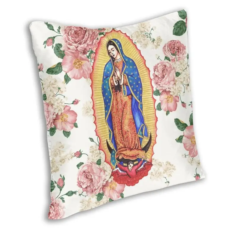 Our Lady of Guadalupe Mexican Virgin Mary Square Throw Pillow Case Home Decorative Christian Catholic Cushion Cover for Sofa Car