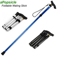 Foldable Walking Stick Trekking Poles Trail Ultralight 4 Section Adjustable Canes Aluminum Alloy Folding Hiking Sticks Adult