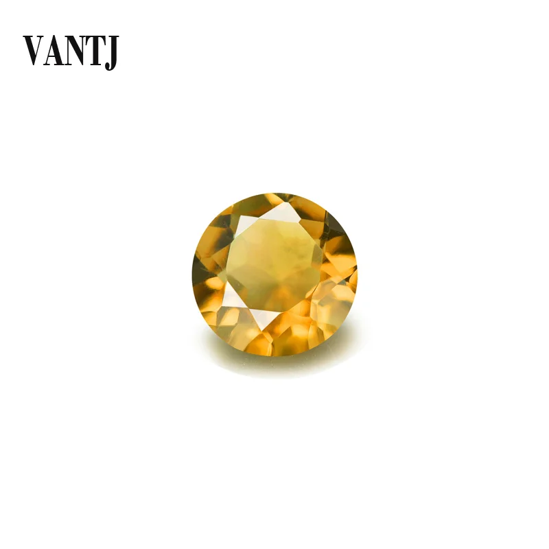 VANTJ Natural Citrine Loose Gemstone Round Cut Women for  Diy Jewelry Mounting Women Party Gift