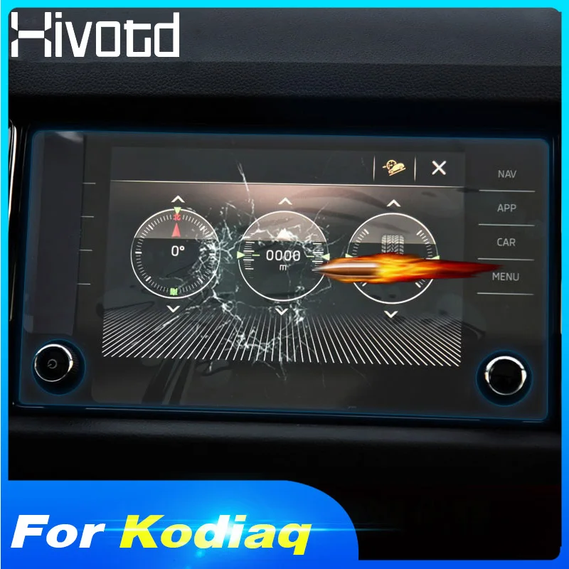 Hivotd For skoda kodiaq 2017 2018 2019 Car GPS Navigation Screen Protective Sticker Tempered Glass Film Interior Accessories