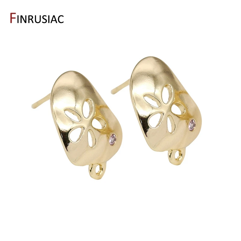 2020 New Fashion 14k Gold Plated Hollow Petal Pattern Post Earrings Making Supplies Earrings Jewelry Accessories Wholesale