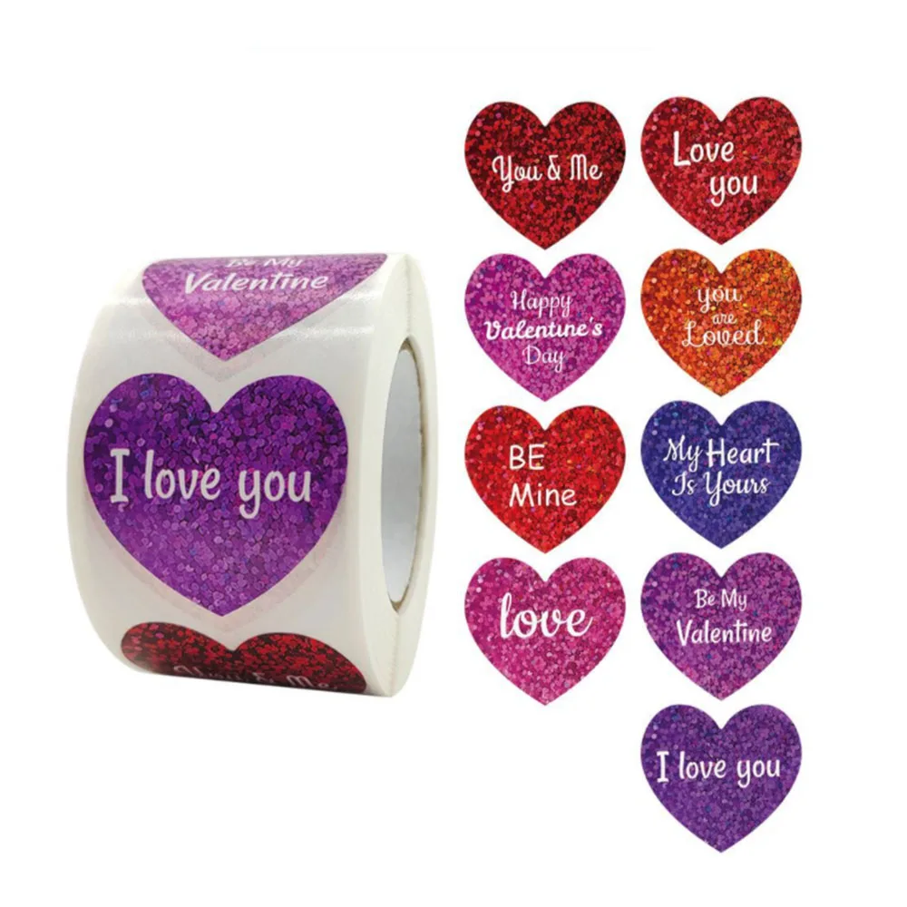 Valentine's Day Gift Packing Stickers I LOVE YOU Heart Shape Stickers Romantic Gift For Wife Girlfriend Boyfriend Husband Decor