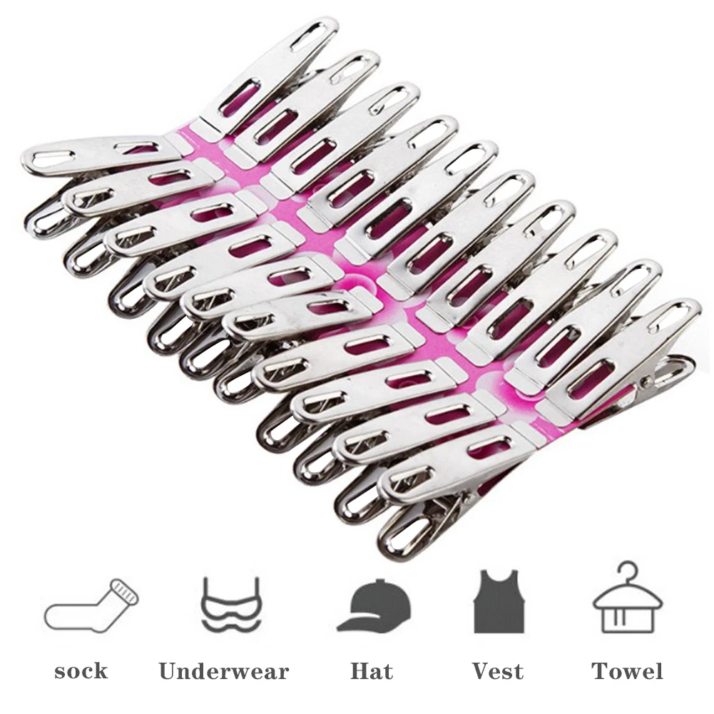 40pcs Practical Stainless Steel Clothes Pegs Clips Socks Clips Pins Clamps Paper Craft Decoration Clips Pegs Mini Size