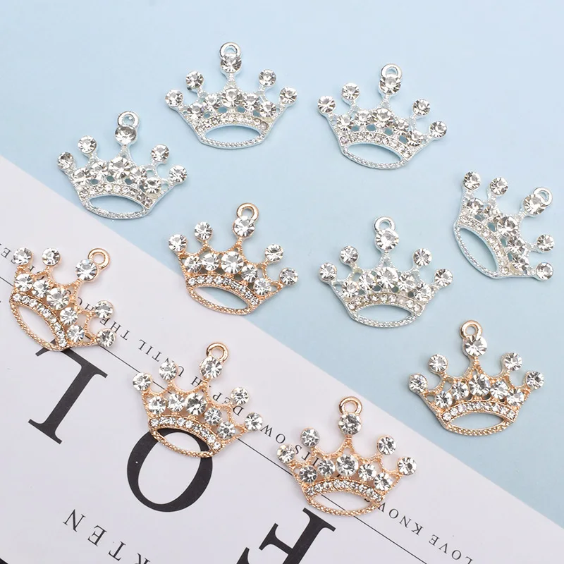 10 Pieces/Lot 22*25mm Gold/Silver Color Fashion Crown Charms For DIY Jewelry Making Bracelets Pendant Accessories Handcraft