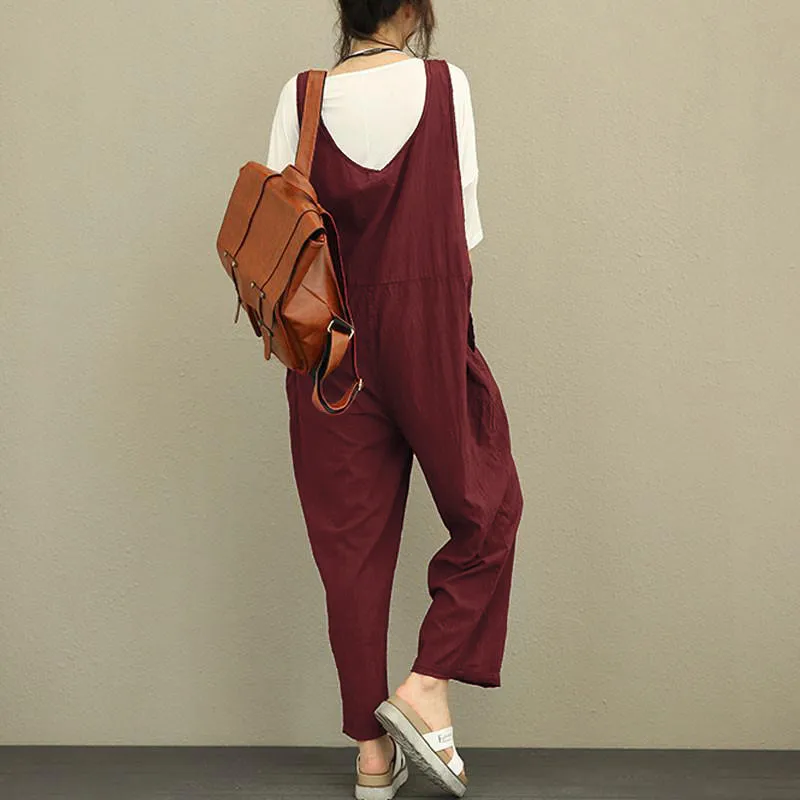 Salopette à Bretelles et Pantalon à Jambes Larges pour Femme, Tenue Décontractée, Streetwear, Grande Taille