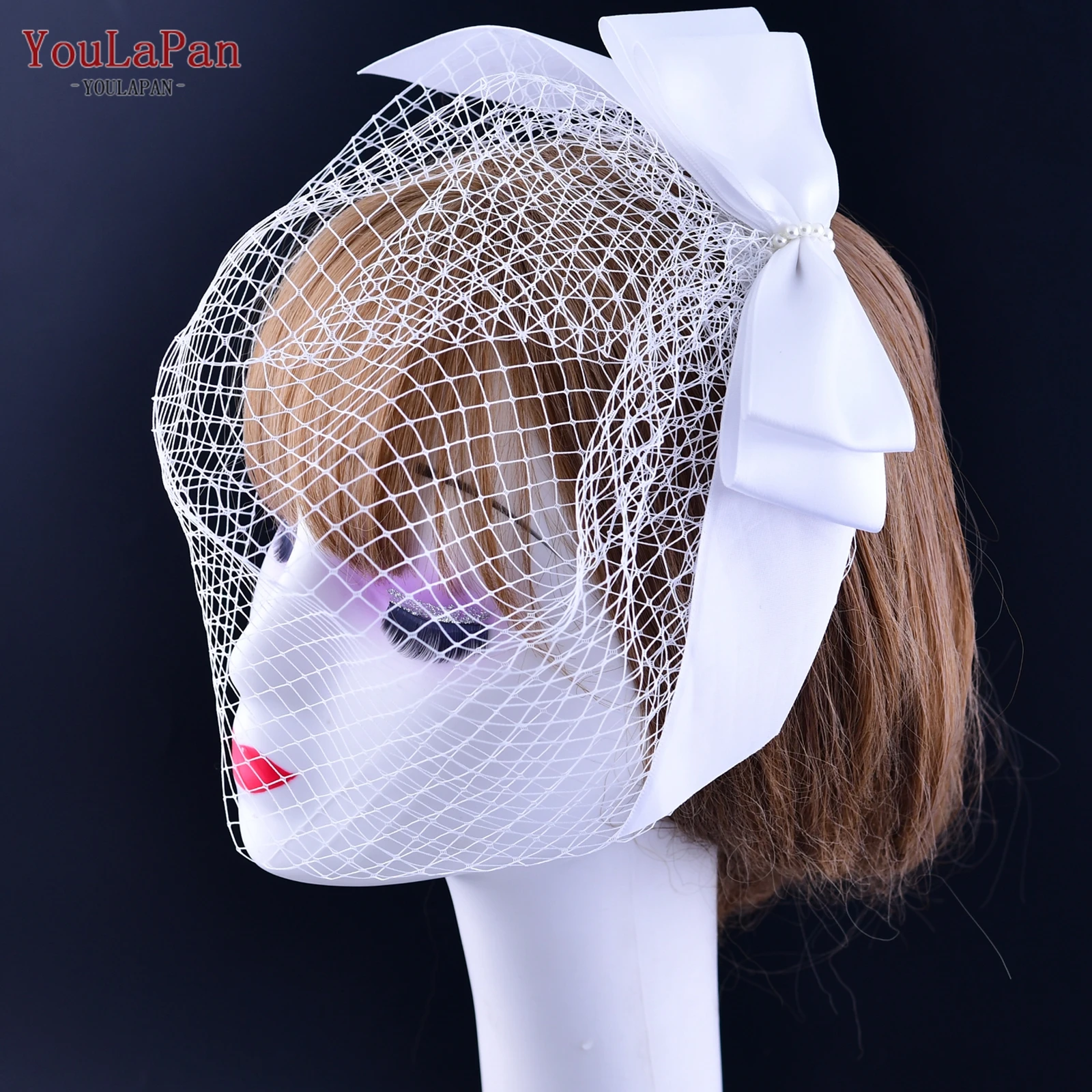 

YouLaPan Short Bird Cage Veil Bridal Wedding Accessory Mesh Blush Veil Satin Bow Mesh Vestiti Eleganti Da Matrimonio VA03