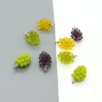 귀여운 3D 수지 포도 귀걸이, 음식 참, 귀여운 키체인, 팔찌 목걸이, 과일 펜던트 액세서리, DIY 믹스 쥬얼리 제작, 2 개  Best5