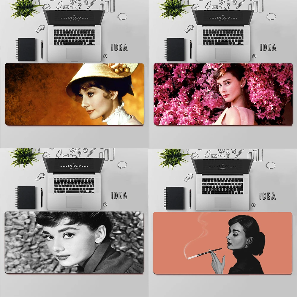 Audrey hepburn gaming mouse pad grande mouse pad pc gamer computador mouse tapete grande mousepad xxl tapete teclado tapete de mesa mause