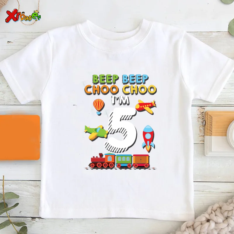 

Baby Kids Cartoon Comic Birthday Number Name Print T Shirt Children Birthday T-shirts Boy&Girl Funny Gift Short T Shirt Present