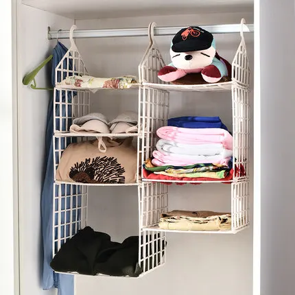 Creative Foldable Wardrobe Organizer Space Saving Hanging Storage Closet Organizer Shelf For Clothes Organizer