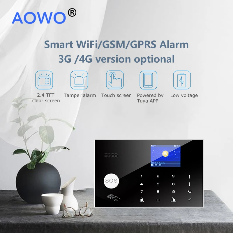 WiFi Alarm Tuya Wireless Security Alarm 4G Support Amazon Alexa Google Home Voice Control With RFID SOS IP Camera GSM Alarm Home