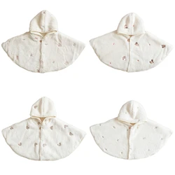 2024 New Baby Toddler Embroidery Hooded Poncho Cape Cloak Jacket Coat Winter Warm Outfit Outwear Clothes for Newborn