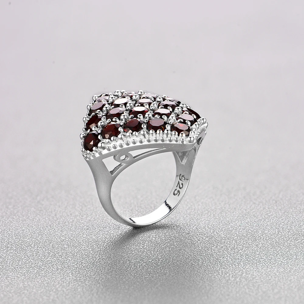 Garnet big ring natural gemstone round 4mm with 925 sterling silver fine jewelry for women wife birthday nice gift tbj promotion