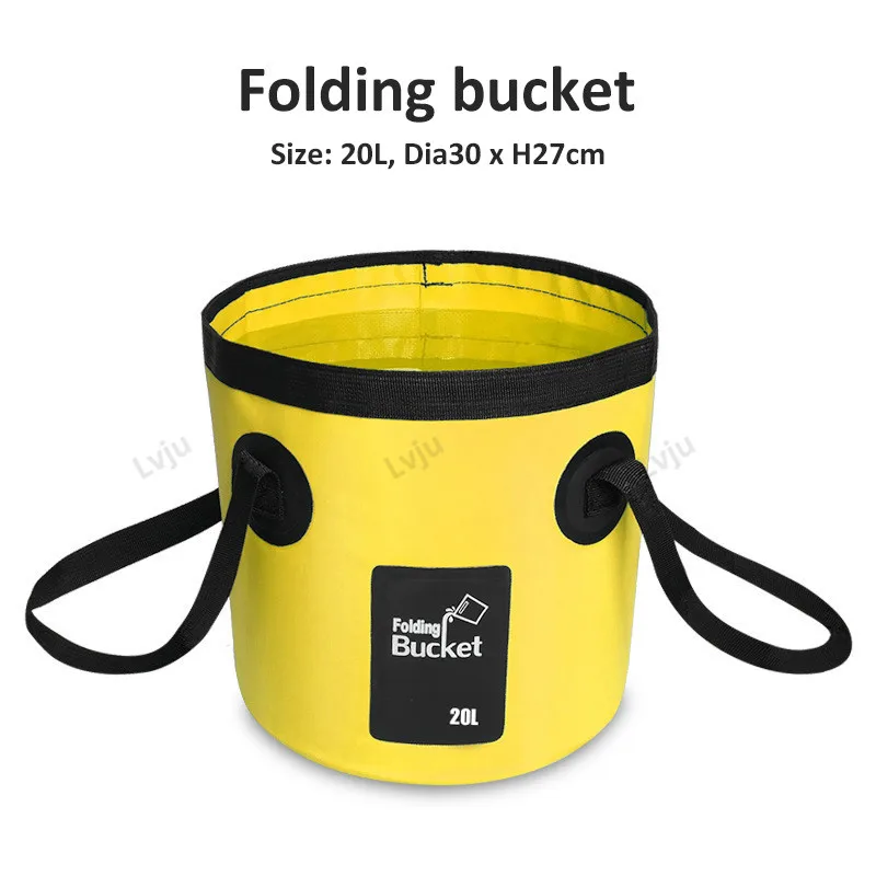 

Lvju Collapsible Bucket, 12L 20L Foldable Water Container, Portable Lightweight Pail for Camping, Traveling