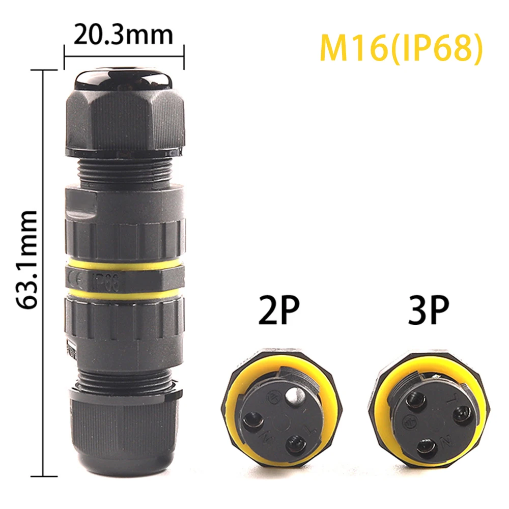 

IP68 Waterproof Connector M16 2 /3 Pin Electrical Terminal Wire Adapter Connector Screw and Solderless connector for LED Light