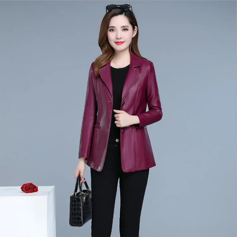 Autumn winter leather coat spring fashion  Imitation leather jacket female slim pu leather jackets Women overcoat