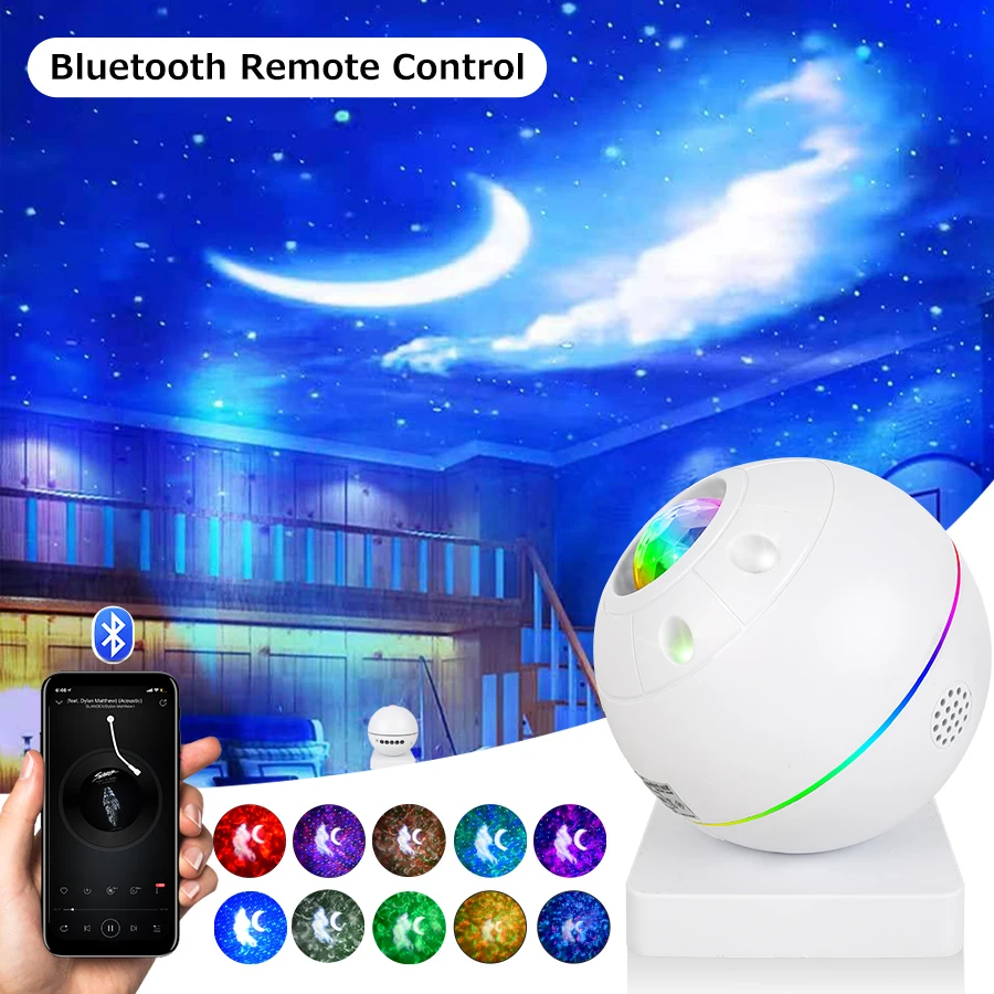 Music RGB Galaxy Projector Children's Night Light Moon Lamp Bedroom Nightlight Child Led Lights for Room Birthday Christmas Gift