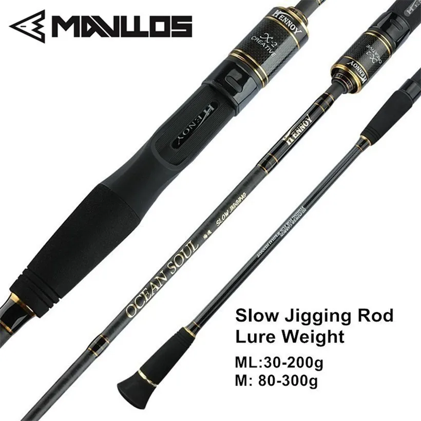 Mavllos Osoul Jigging Rod with Slow ML M Carbon Tip,1.95M Lure 80-300g Line 25-50lb Ultralight Saltwater Tuna Fishing Rod