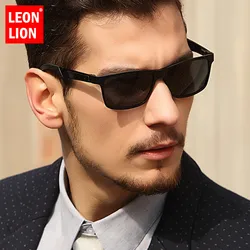 LeonLion TR90 Polarized Sunglasses Men 2023 UV400 High Quality Vintage Square Sunglasses Anti-Glare Driver's Sun Glasses For Men