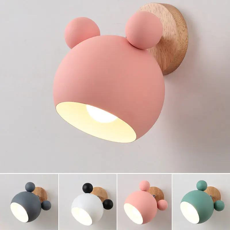 Nordic Wall Lamp Aluminum Mickey Sconce for Children Bedroom lights Modern Indoor Wall Light Fixtures E27 Creative Luminaire