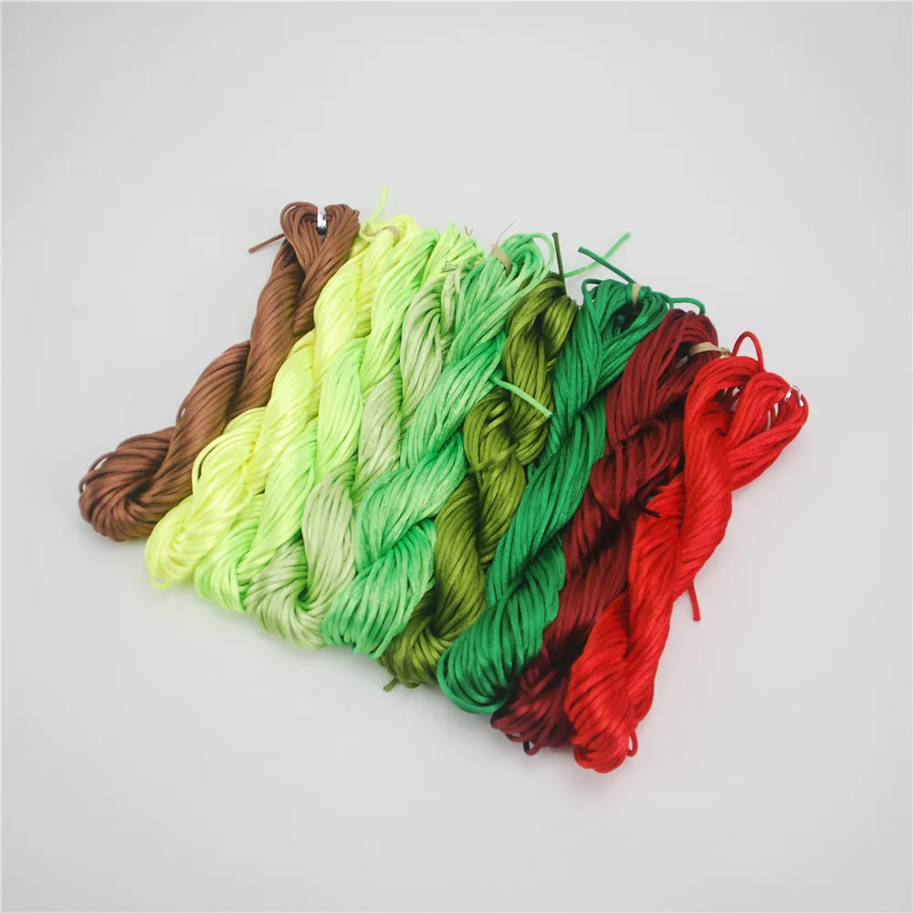 Multi 2mm  20M/pcs Kumihimo Nylon Cord Chinese Knot Cord Rattail Satin Braided String DIY Cords Jewelry Making Beading Rope ds5