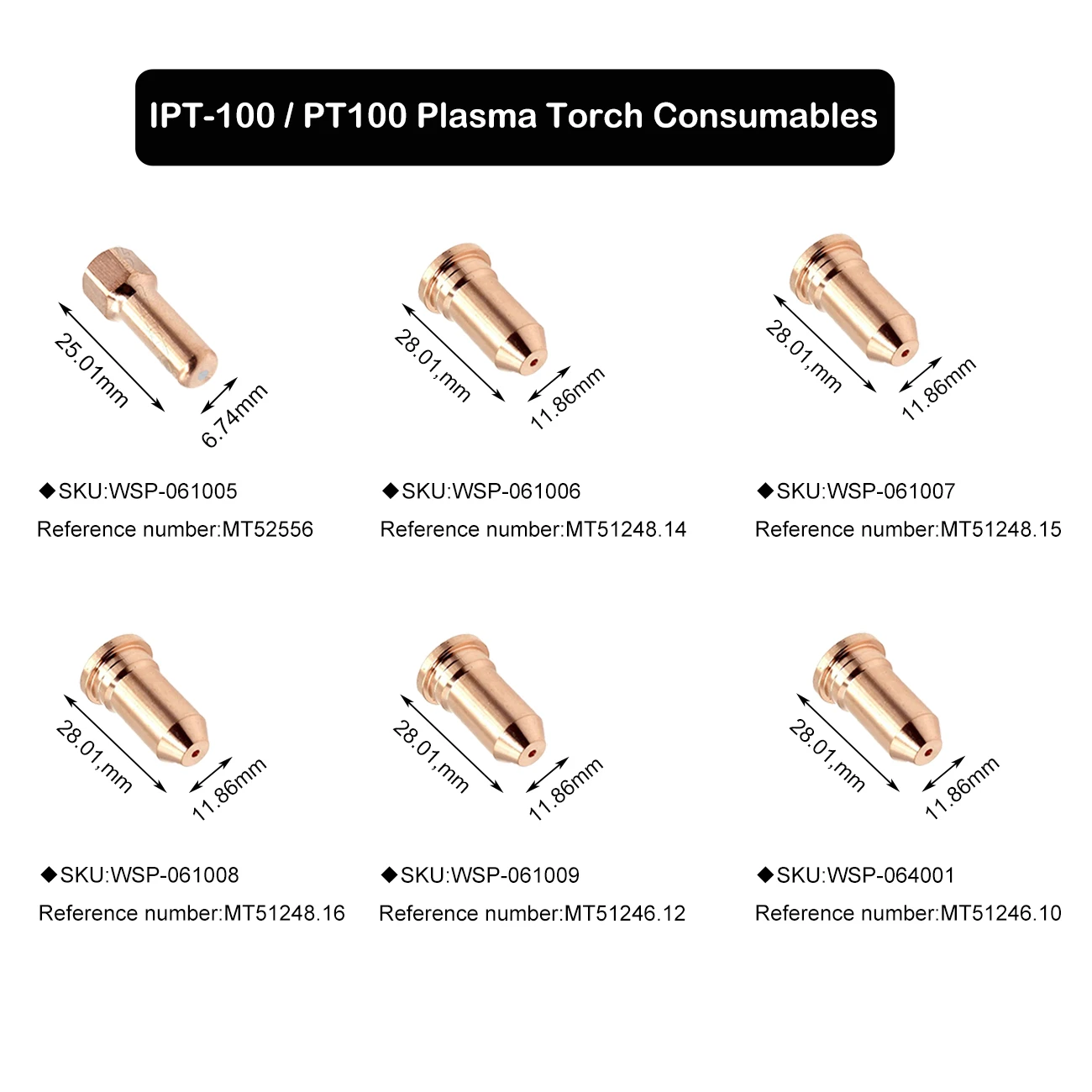 51248 Plazma Kesme Torç Nozulu Uçları PT100 IPT-100 IPT100 PKG-10 için 1,6 mm