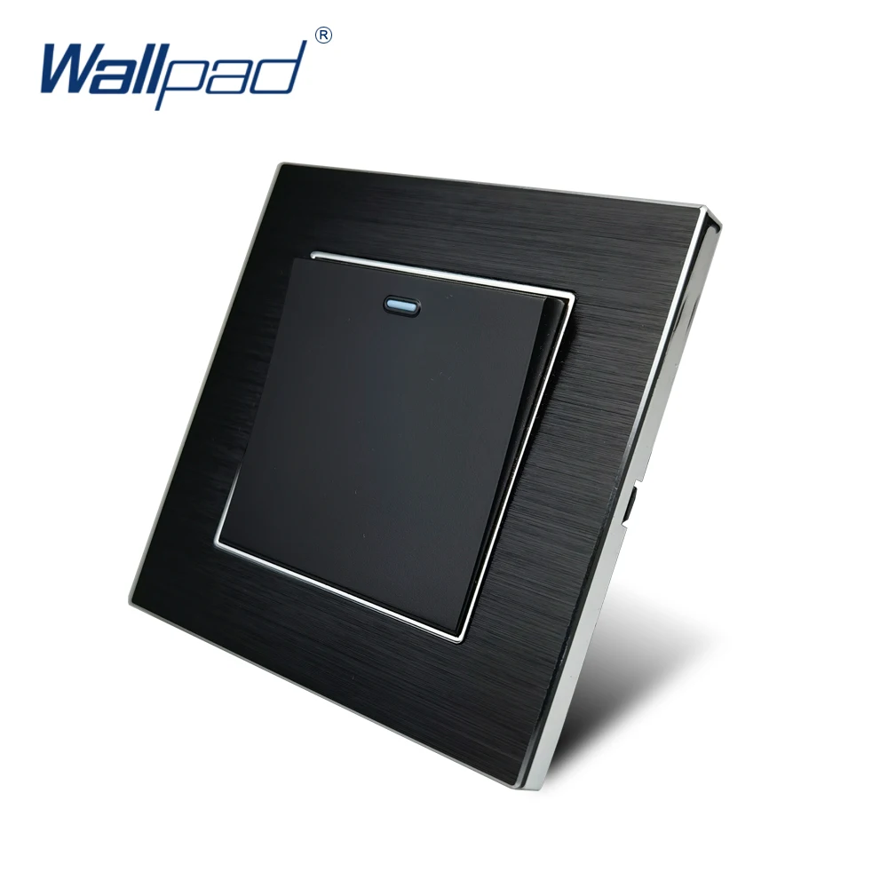 1 Gang 1 Way Switch Wallpad Luxury Wall Light Switch Satin Metal Panel On Off Rocker Switch Interrupteur Fluorescent  Indicator