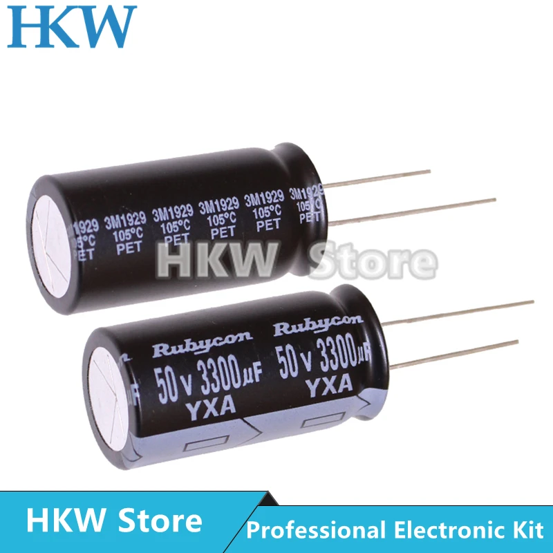 2pcs/lot 3300UF 50V 18*35mm Rubycon Aluminum Electrolytic Capacitor 3300uF50V 50V3300uF 18X35 20%