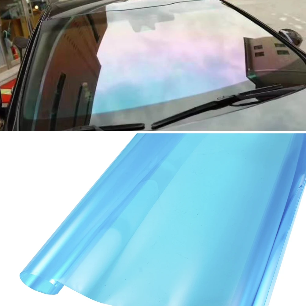 75cmX300cm Car Window Tint Chameleon Blue Side Windshield Sticker UV Protection VLT55% Car Sticker Heat Control Residential Film