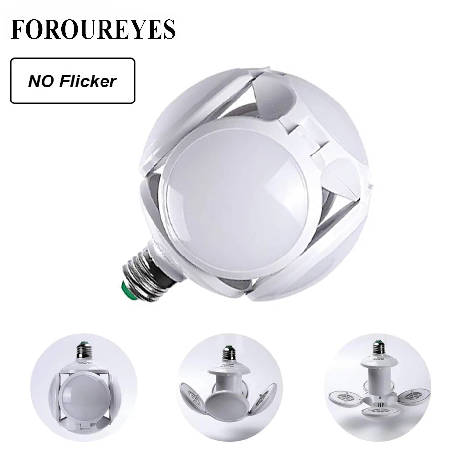 

40W No Flicker Football UFO Lamp E27 Lampara AC 85V-265V Foldable LED Bulb Replace 360W Halogen Light